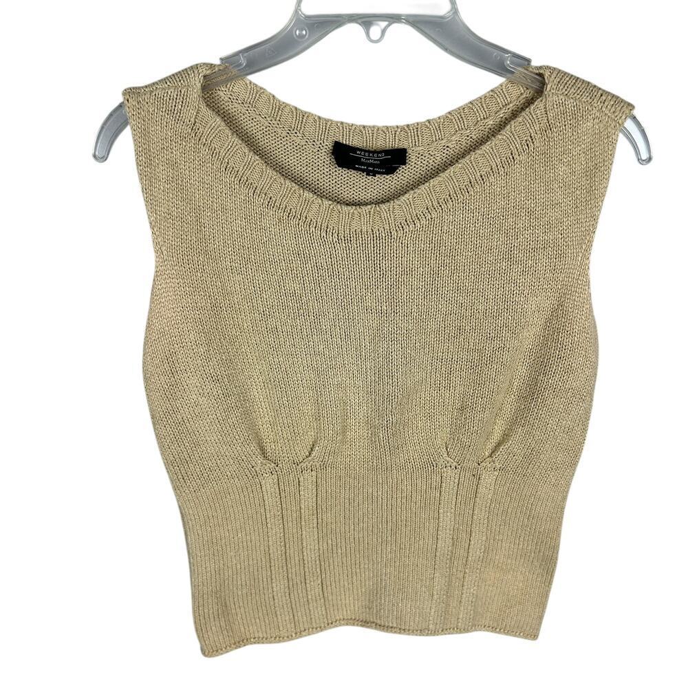 Max Mara Made In Italy Cotton Woven Y2K Knit Bustier Crop Top S - Picture 2 of 5